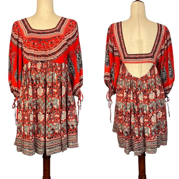 Free People Midsummer Dream Dress Red Open Back Small - Picture 2 of 14
